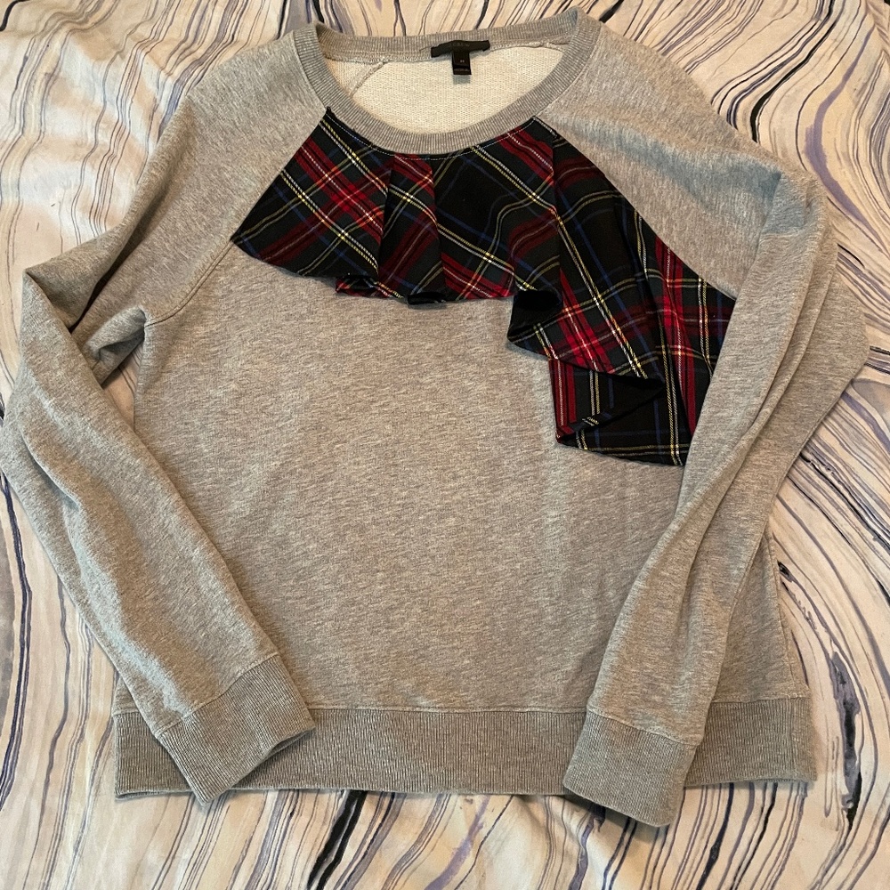 J Crew sweater with tartan